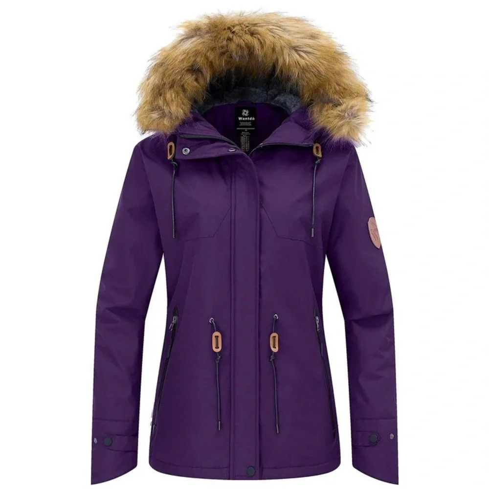 NWT Wantdo Women's Skiing Jacket Waterproof Winter Coat Padded Raincoat Purple